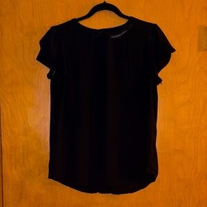 LOFT Black Blouse with Lace Detail